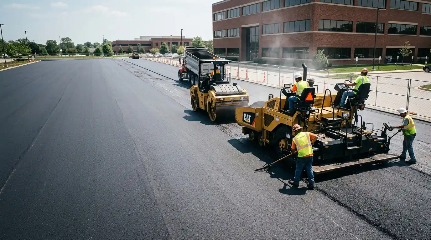 Fresh asphalt paving project in Buffalo, New York